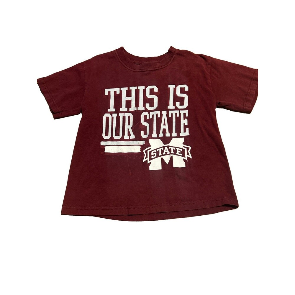Russell Mississippi State Our State Maroon Short Sleeve Shirt Kid Size Small